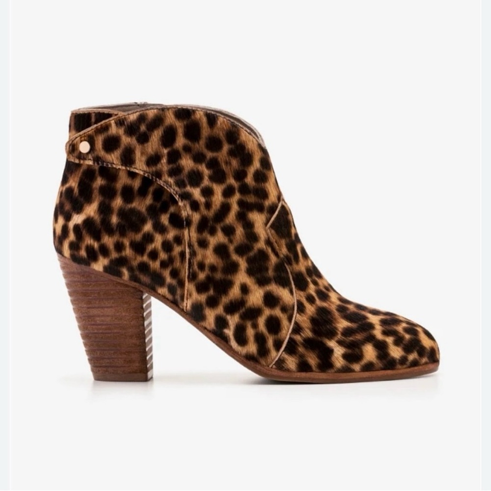 Boden Hoxton Leopard Calf Hair Ankle‎ Boots Tan Black 8..5 EU 40